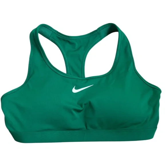 Nike Swoosh Medium Support Sports Bra Green Size Large Padded EUC - Picture 1 of 5